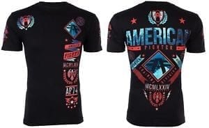 AMERICAN FIGHTER Mens T-Shirt LANDER Athletic BLACK RED Biker Gym MMA UFC $40