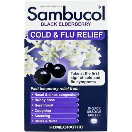 Sambucol Black Elderberry Cold & Flu Relief Quick Dissolve Tablets, 30 Ct