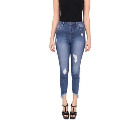 Middle Rise Distressed Cropped Skinny Jeans