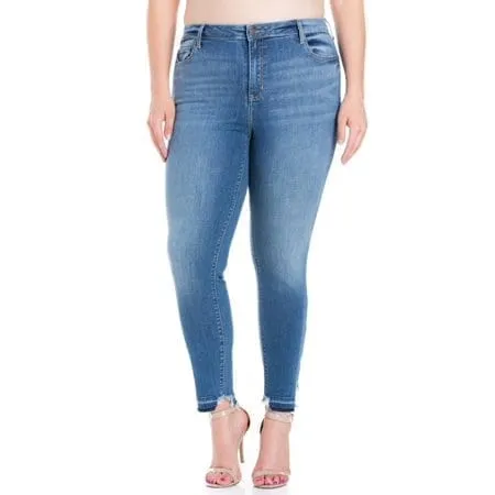 Plus Size High Rise Ankle Skinny with Destroyed Hem