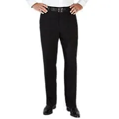Classic Fit Essential Wool Flat Front Suit Pant - Black