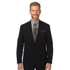 Classic Fit Essential Wool Notch Lapel Suit Jacket - Black