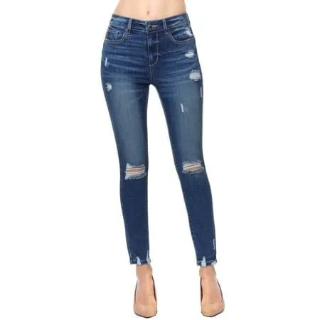 Distressed Cotton Denim Slim Fit Skinny Jeans