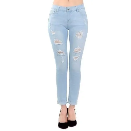 Butt Lifting Mid Rise Skinny Jeans - Lt Blue