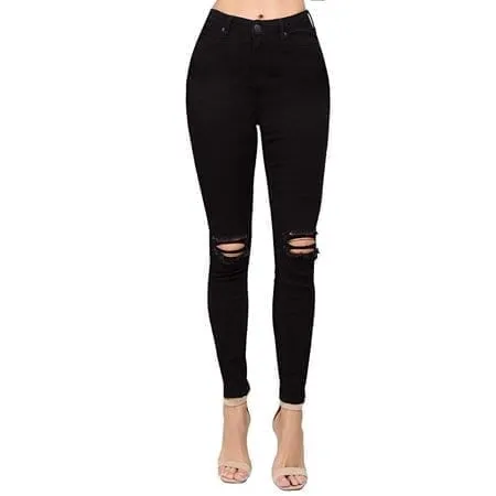 Knee Slit Stretch Skinny Jeans