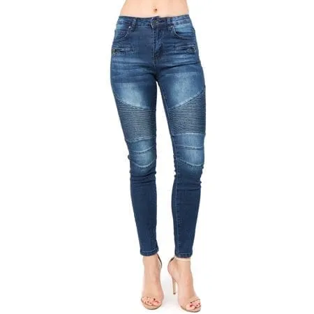 Skinny Fit Denim Moto Jeans