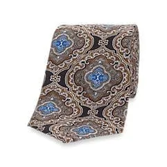 Medallion Silk Tie - Brown