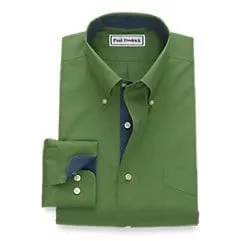 Non-Iron Cotton Broadcloth - Solid Dress Shirt with Contrast Trim