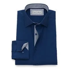 Non-Iron Cotton - Pinpoint Solid Dress Shirt with Contrast Trim