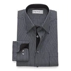 Non-Iron Cotton - Pinpoint Stripe Dress Shirt with Contrast Trim