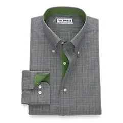 Non-Iron Pinpoint - Glen Plaid Dress Shirt with Contrast Trim