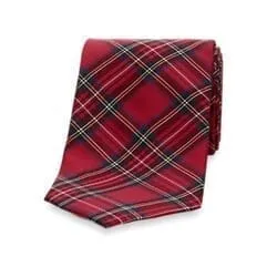Plaid Silk Tie - Red