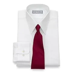 Slim Fit Cotton Pinpoint - Solid Color Straight Collar Dress Shirt