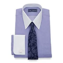 Slim Fit Pure Cotton - Herringbone French Cuff Dress Shirt