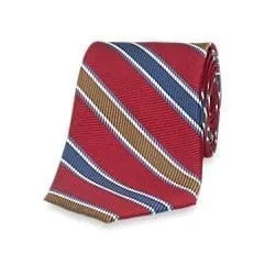 Stripe Silk Tie - Red