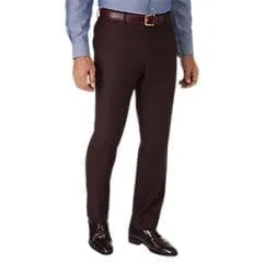 Tailored Fit Sharkskin Flat Front Pant -  Burgundy