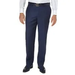 Tailored Fit Sharkskin Flat Front Pant - Navy