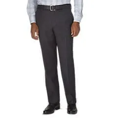 Tailored Fit Stripe Wool Flat Front Suit Pant -  Charcoal