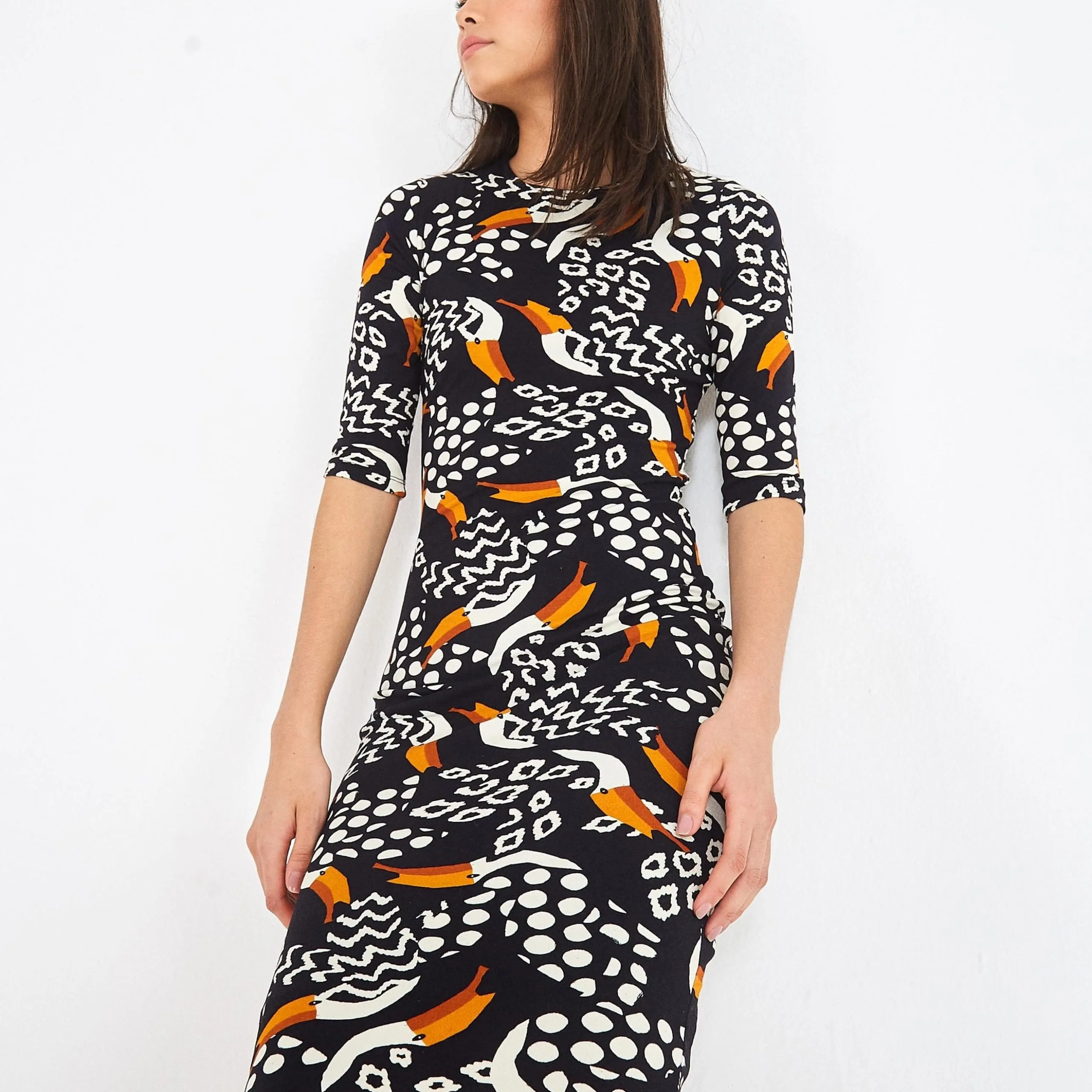 BLACK TUCANO MIDI DRESS - Leopard Print Cardigan