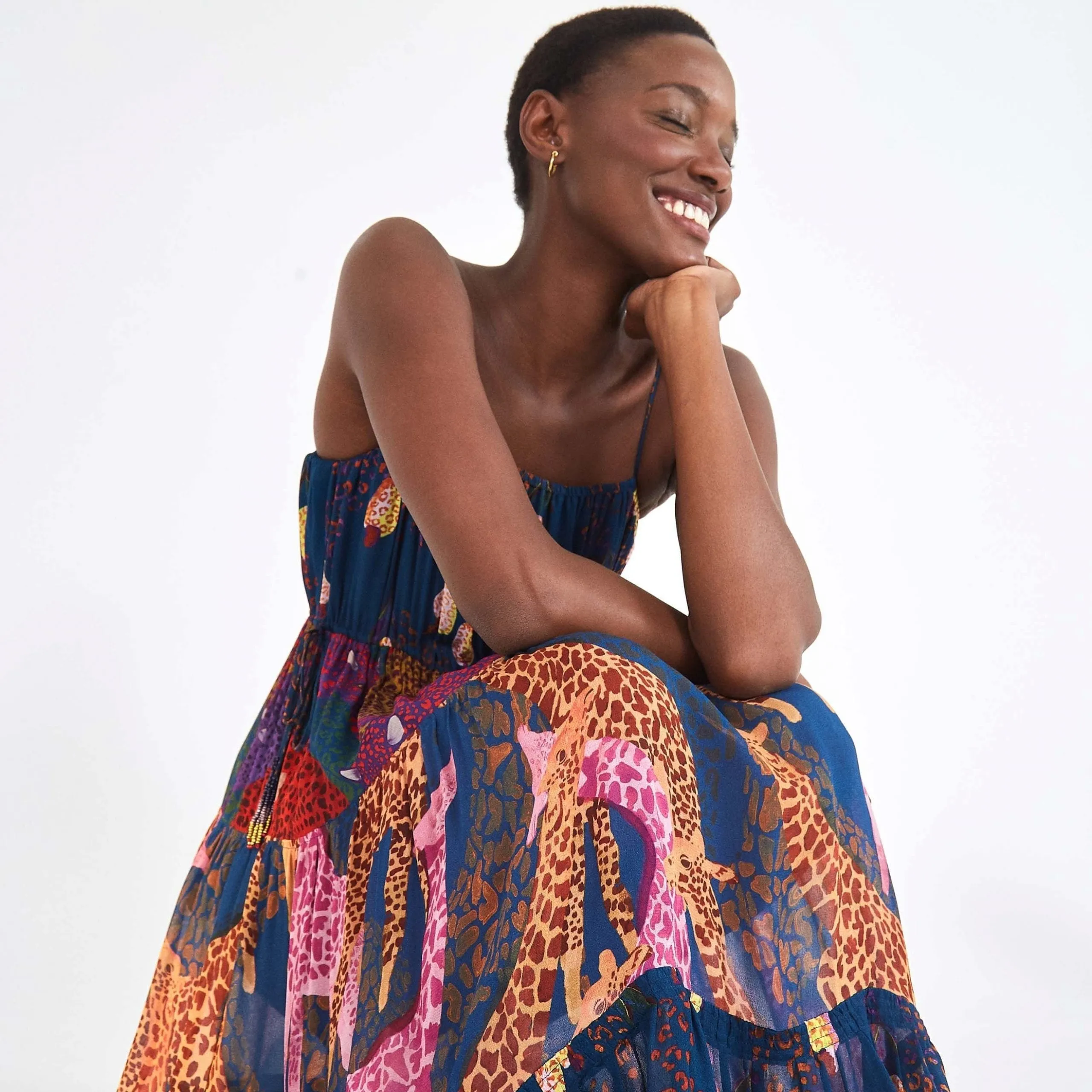 BLUE JUNGLE MAXI DRESS - Beaded Tassel