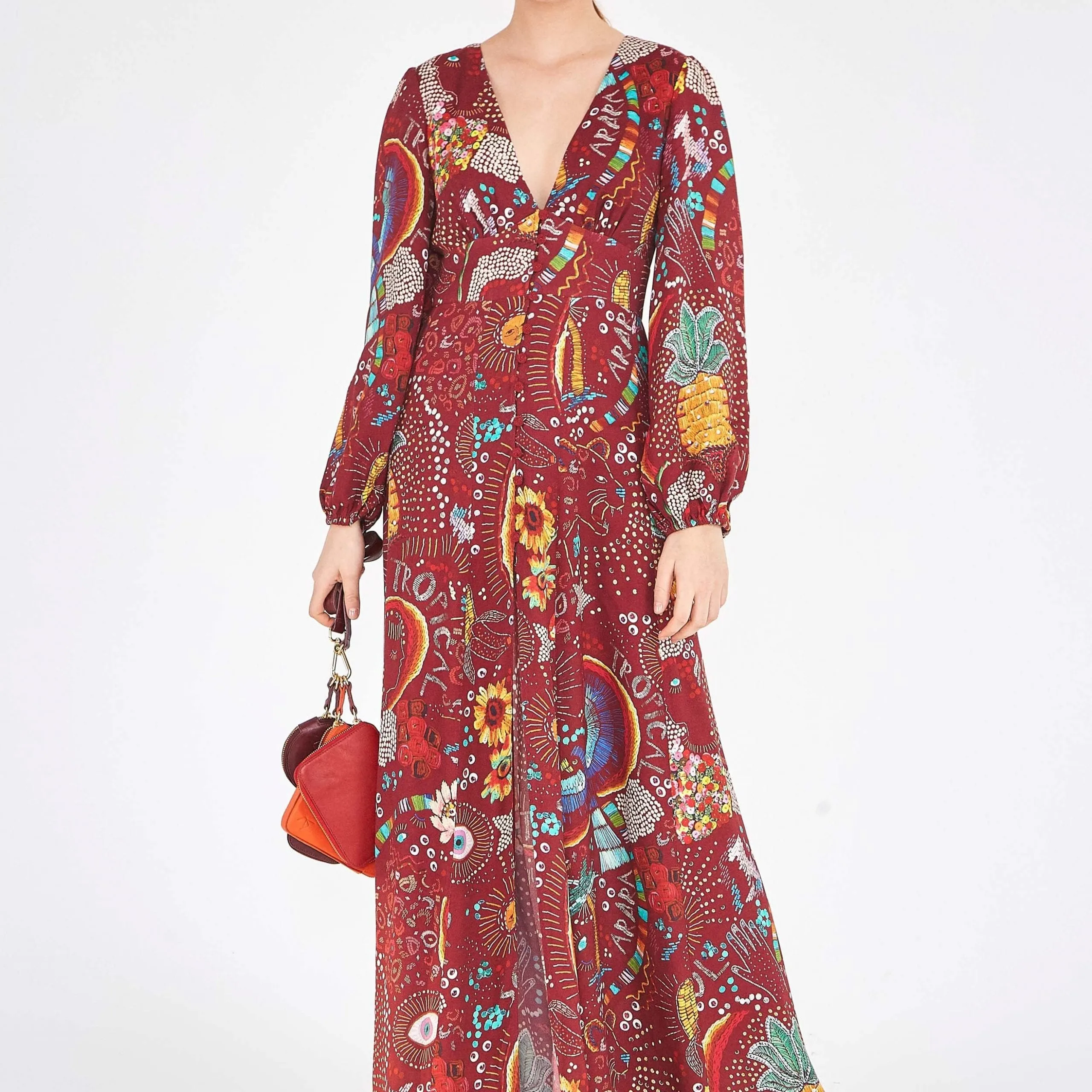 BURGUNDY BOROGODO MAXI DRESS