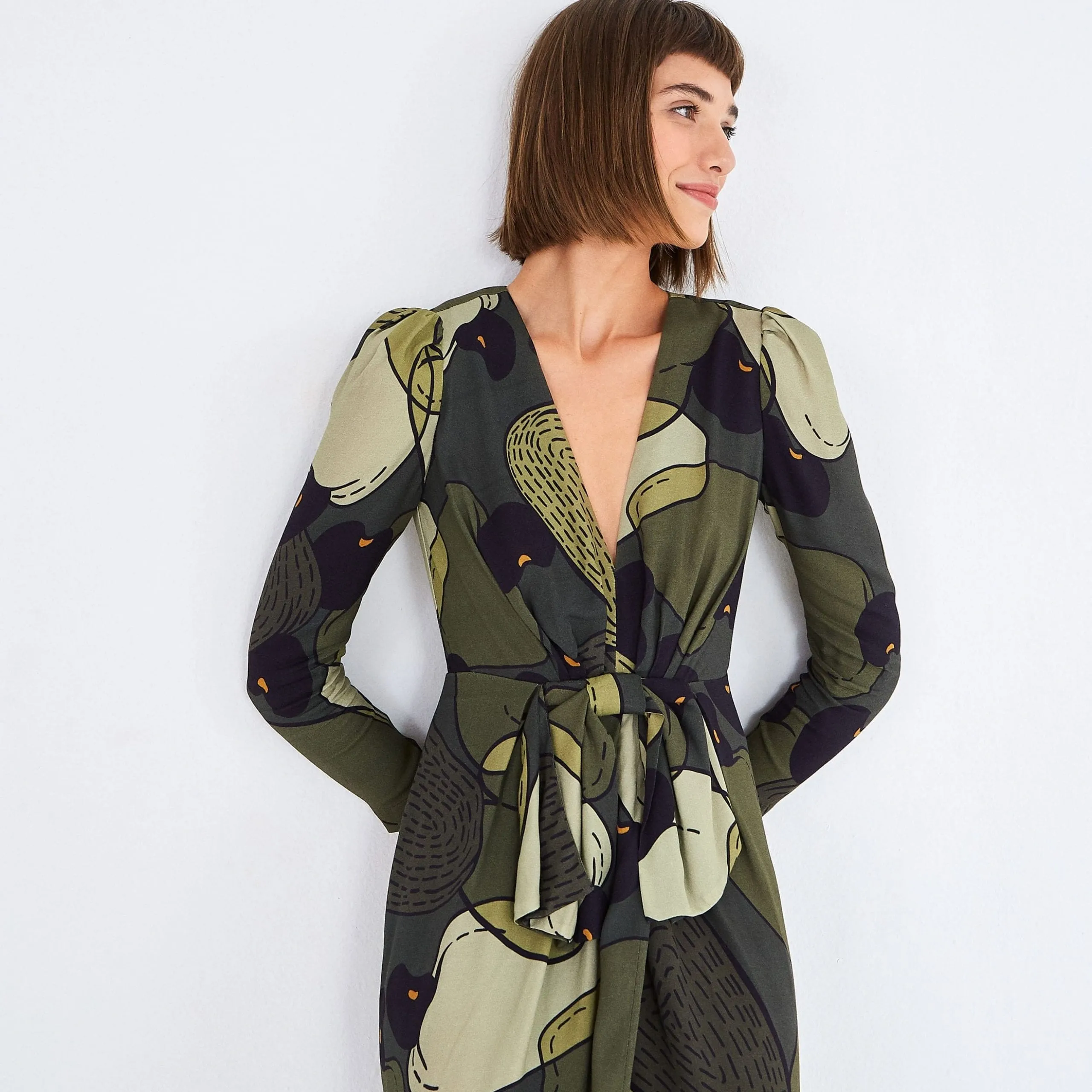 MILITARY CASHEW MIDI DRESS - Tulip Skirt