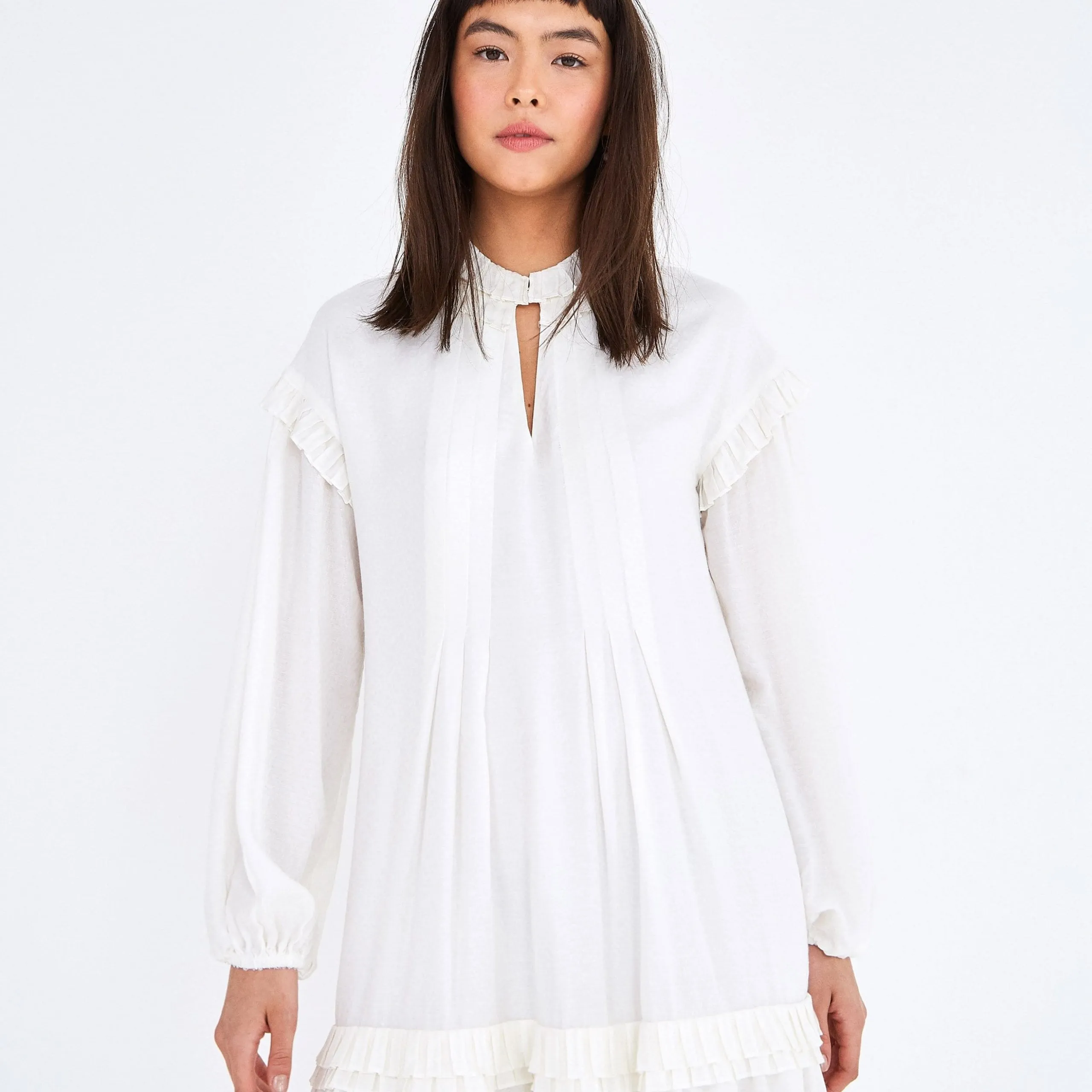 PLEATED MIDI DRESS - Cascading Pleats