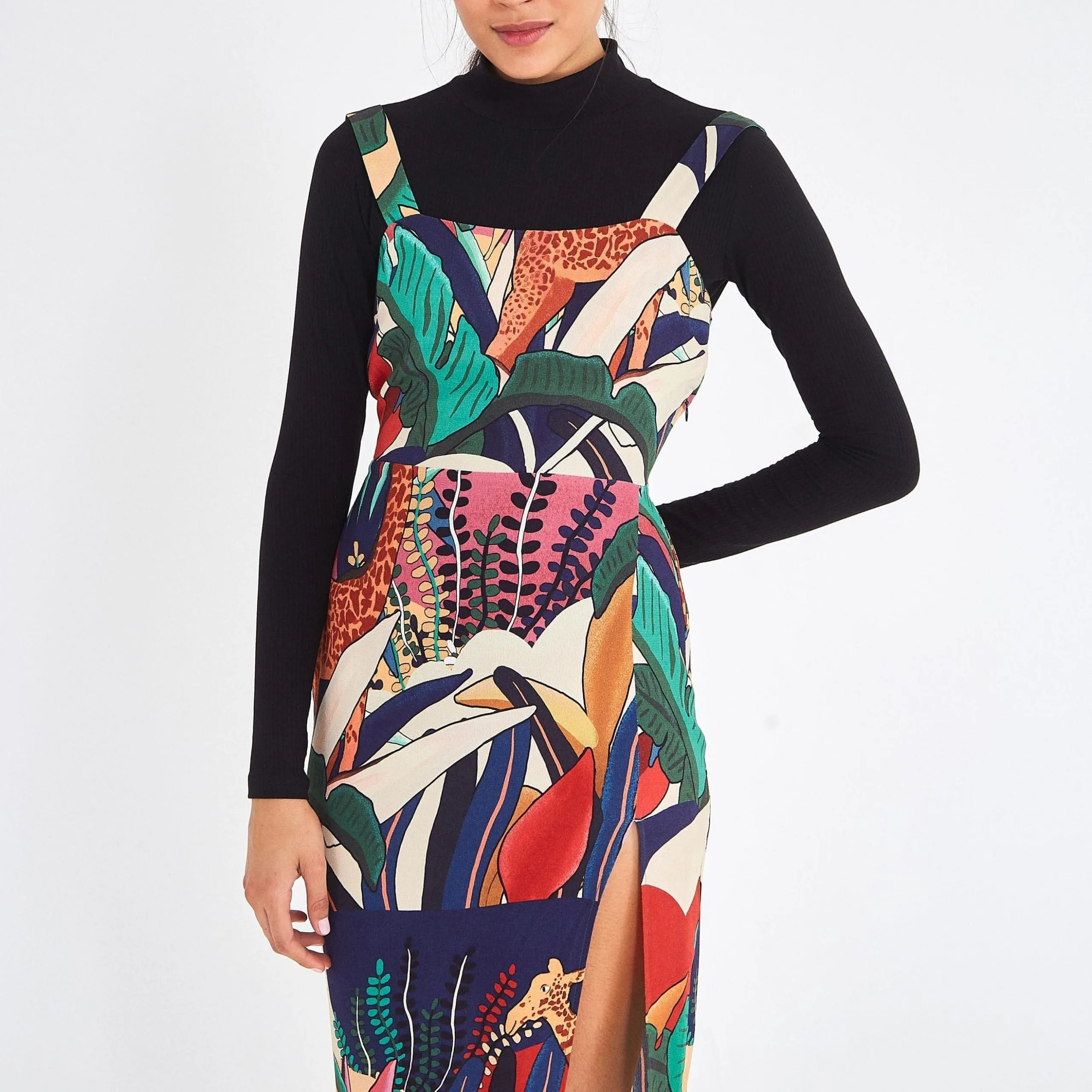 RAINBOW FAUNA MIDI SLIP DRESS