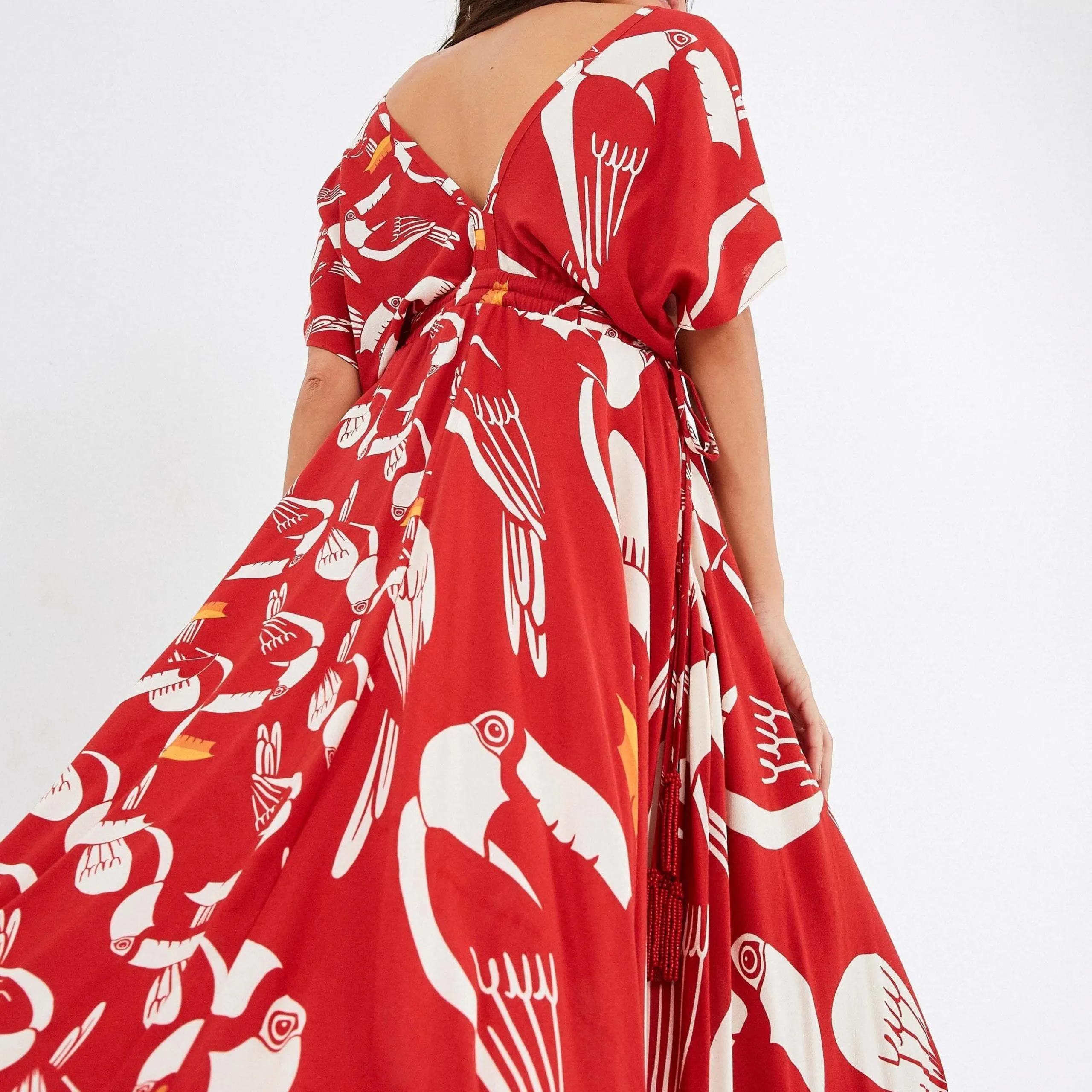 TUCANO V NECK MAXI DRESS - Beaded Tassels