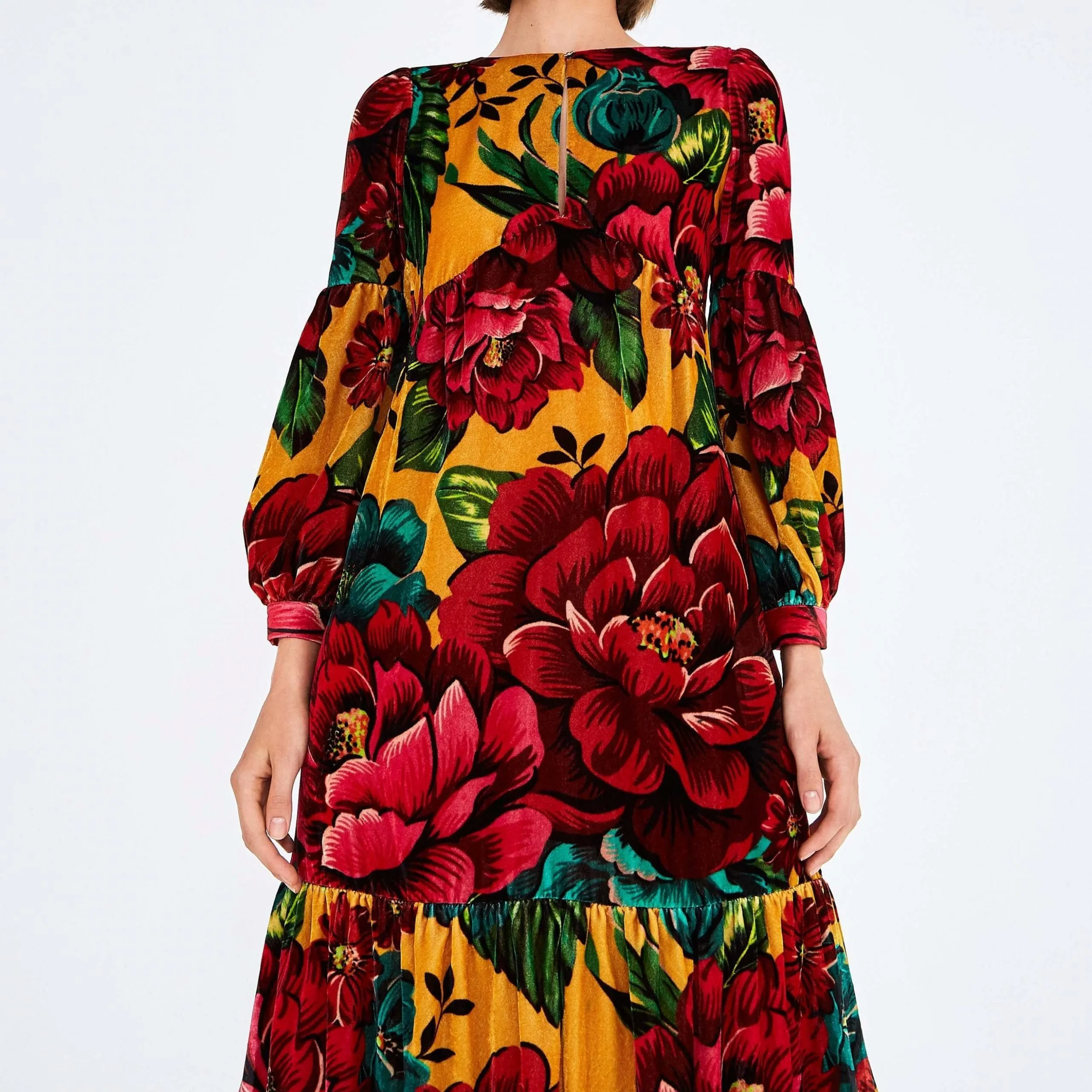 WINTER GARDEN VELVET MAXI - Keyhole Neckline