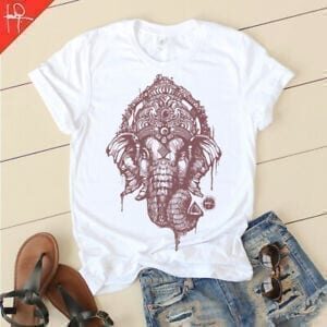 Ganesh Women Unisex T-shirt Tee Graphic Tshirt Buddha Yoga shirt