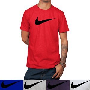 Nike Men’s Short Sleeve Swoosh Logo Printed T-Shirt Gray Purple Blue White Red S