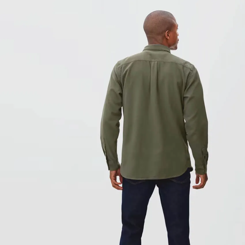 Long Sleeve Button Down Shirt Lightweight Plaid Brushed Casual