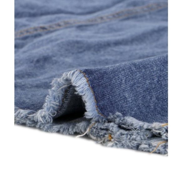 Agnes Orinda Women's Plus Size Ripped Long Sleeve Mid Length Denim Jacket