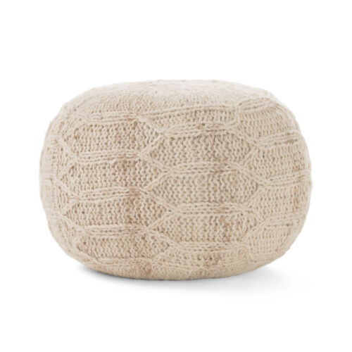 Boho Handmade Fabric Knit Stitch Round Pouf