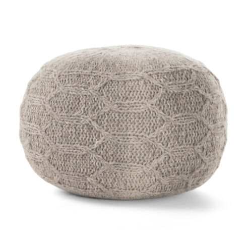 Boho Handmade Fabric Knit Stitch Round Pouf