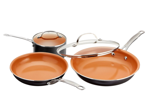 Gotham Steel 5 Piece Copper Surface Nonstick Cookware Set with Lids