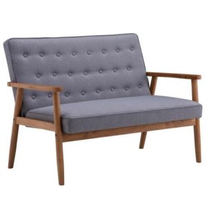 Hot Style Retro European Style Mid-Century Solid Wood Fabric Lounge Chair Gray