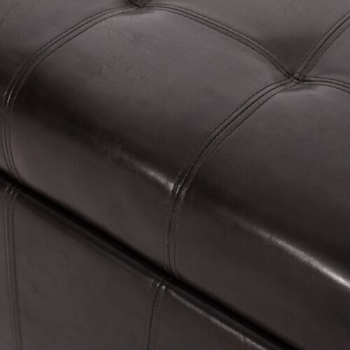 Lyncorn Brown Bonded Leather Storage Ottoman