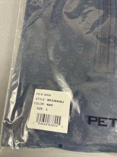 Peter Millar Golf Pullover Crown Sport Seeing Double Print 1/4 Zip Large Blue