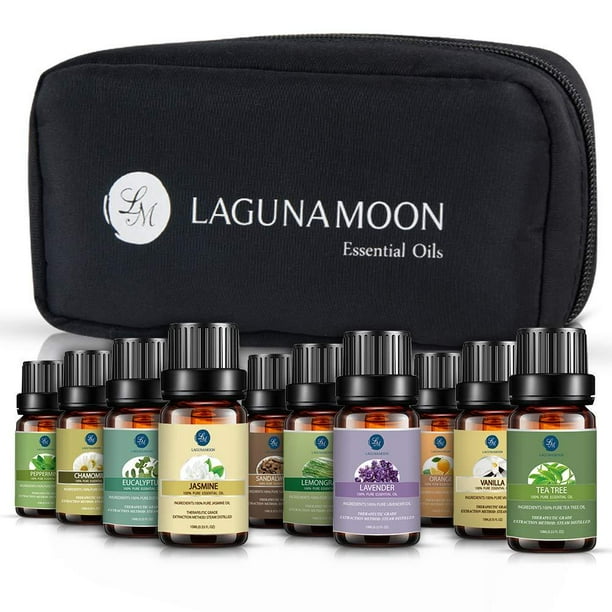 Essential Oils Set,Aromatherapy 10 Essential Oils Set- Chamomile Sandalwood Lavender Tea Tree Peppermint Eucalyptus Lemongrass Vetiver Jasmine Orange Therapeutic Grade