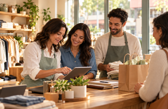 Warm Boutique Teamwork at the Counter