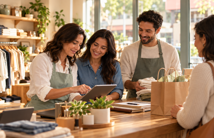 Warm Boutique Teamwork at the Counter